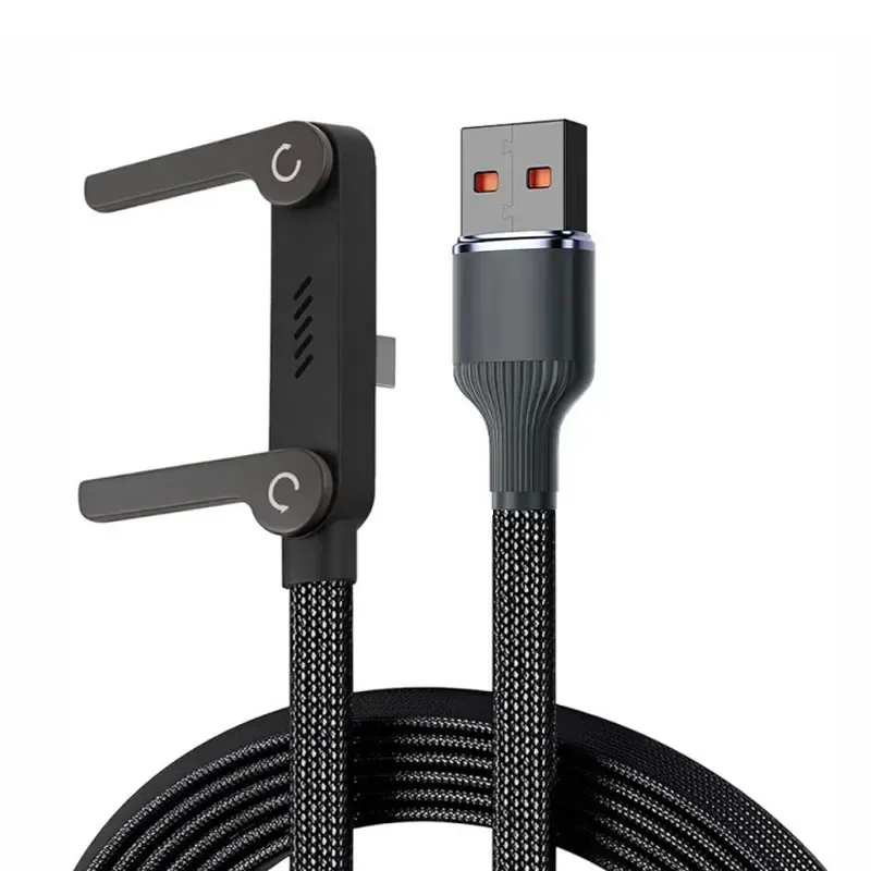 Câble de charge rapide PD 240 W USB-C vers USB-C avec support pliable pour téléphone, compatible iPhone 15, Xiaomi et Huawei 7