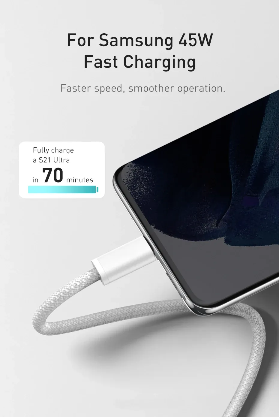 Câble USB-C tressé en gros plan