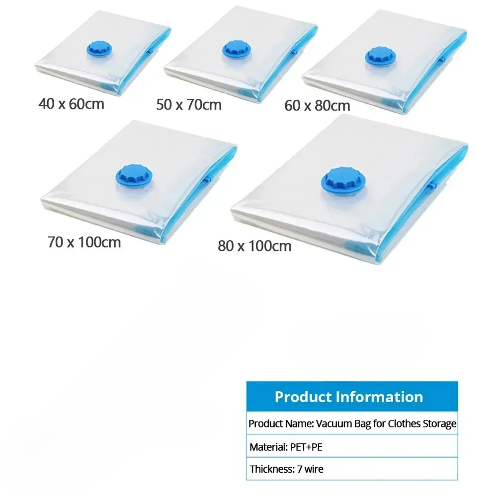 Sac de compression sous vide épaissi pour couette, sac de rangement transparent pour vêtements, lot de 4 6