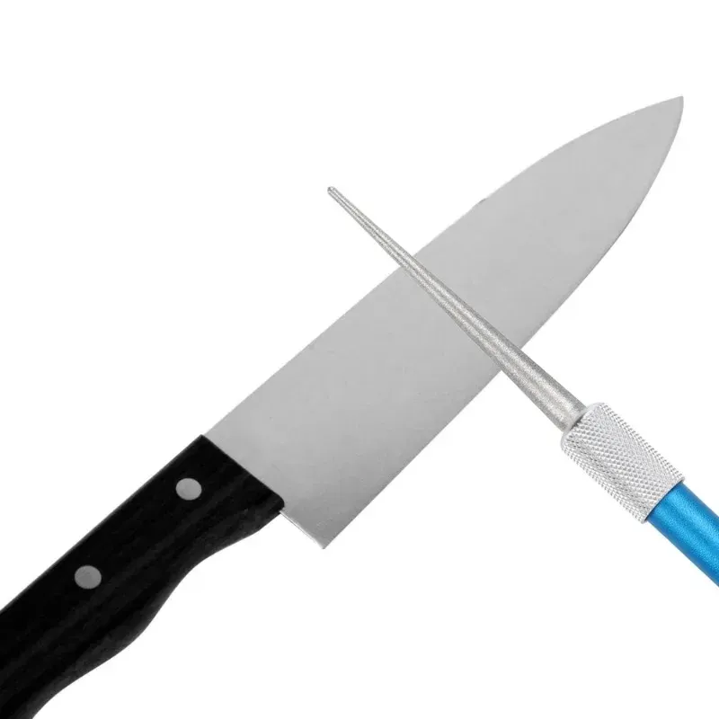 Aiguiseur de couteau stylo diamanté – Affûteur monobloc pour couteaux de pêche et couteaux à crochet, en acier au carbone, avec pierre à aiguiser à revêtement diamant 6