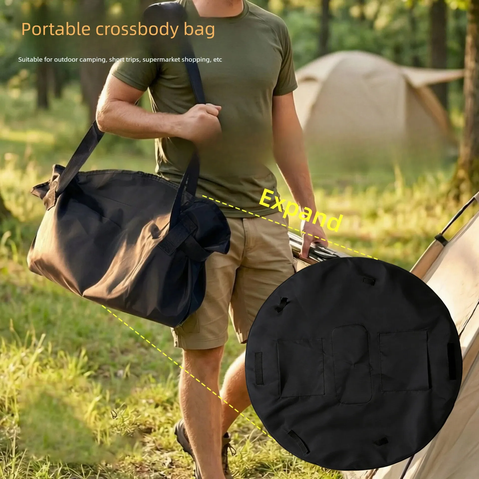 Sac de voyage pliable grande capacité, léger et imperméable, avec sacs de rangement pour pique-nique inclus - Image 1