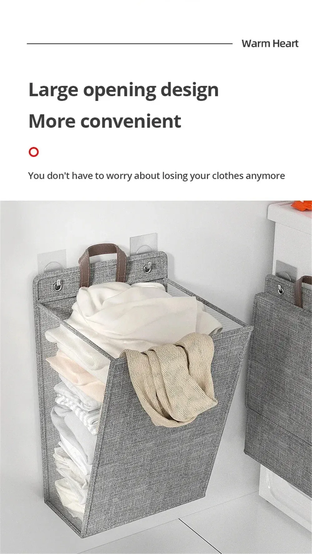 Panier à linge adhésif pliable, mise en place