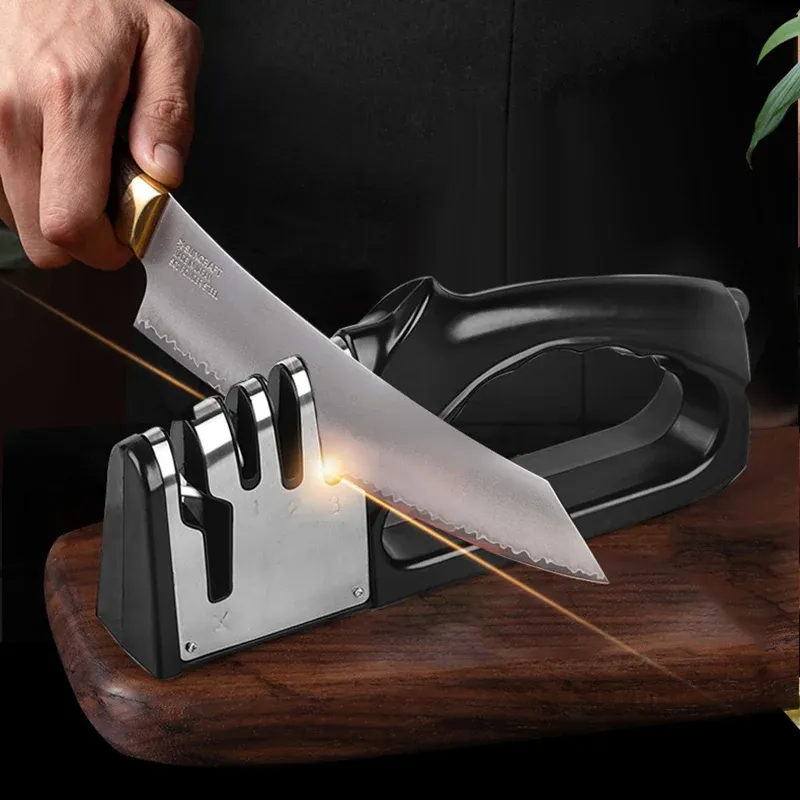 Affûteur de couteaux de cuisine multifonctionnel à 4 segments, portable, avec base antidérapante - Image 1