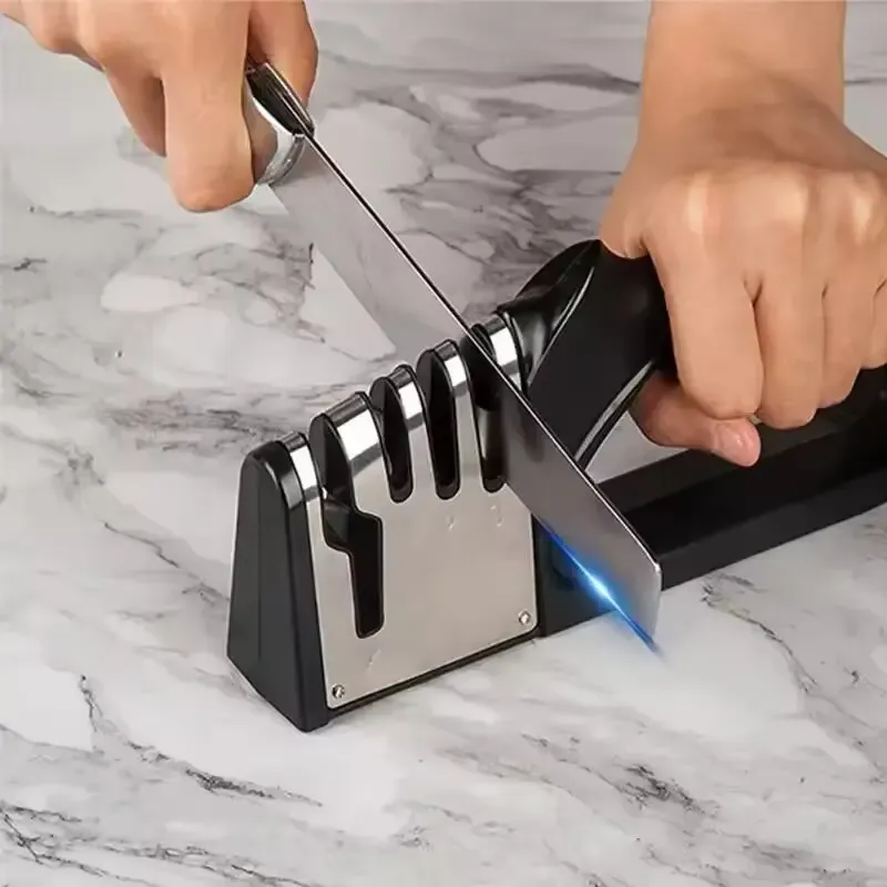 Affûteur de couteaux de cuisine multifonctionnel à 4 segments, portable, avec base antidérapante 6