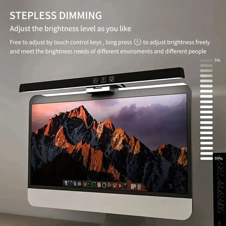 Lampe de bureau LED pour écran d'ordinateur, barre lumineuse réglable, 33 cm à 50 cm, alimentation USB, idéale pour l'étude et la lecture 2