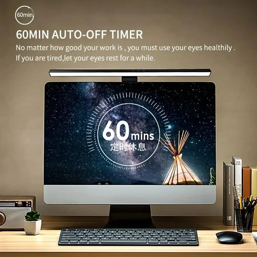 Lampe de bureau LED pour écran d'ordinateur, barre lumineuse réglable, 33 cm à 50 cm, alimentation USB, idéale pour l'étude et la lecture 4