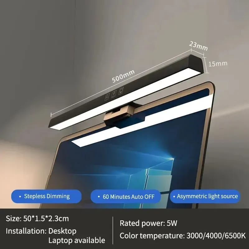 Lampe de bureau LED pour écran d'ordinateur, barre lumineuse réglable, 33 cm à 50 cm, alimentation USB, idéale pour l'étude et la lecture 7
