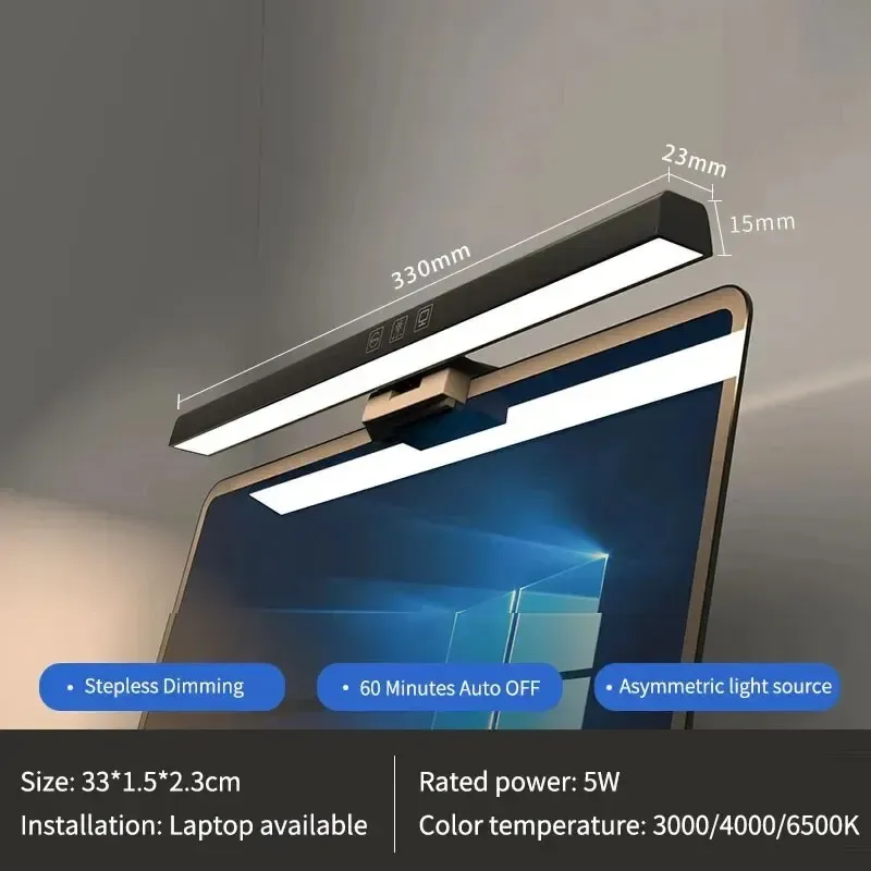 Lampe de bureau LED pour écran d'ordinateur, barre lumineuse réglable, 33 cm à 50 cm, alimentation USB, idéale pour l'étude et la lecture 8