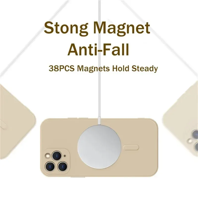 Étui en silicone liquide souple avec bandoulière et chargeur magnétique sans fil MagSafe pour iPhone 16, 15, 14, 13, 12, 11, XR et XS 2