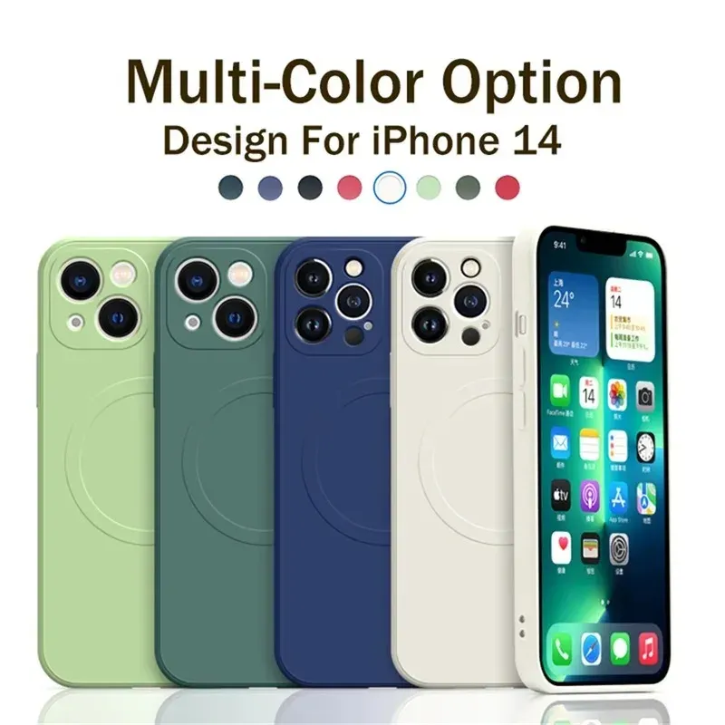 Étui en silicone liquide souple avec bandoulière et chargeur magnétique sans fil MagSafe pour iPhone 16, 15, 14, 13, 12, 11, XR et XS 5