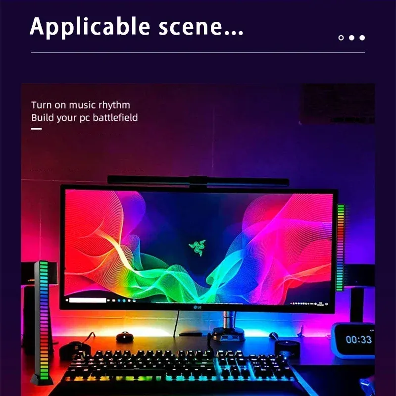 Bande lumineuse LED RGB à synchronisation musicale pour bar, voiture, salon, TV et jeux 2