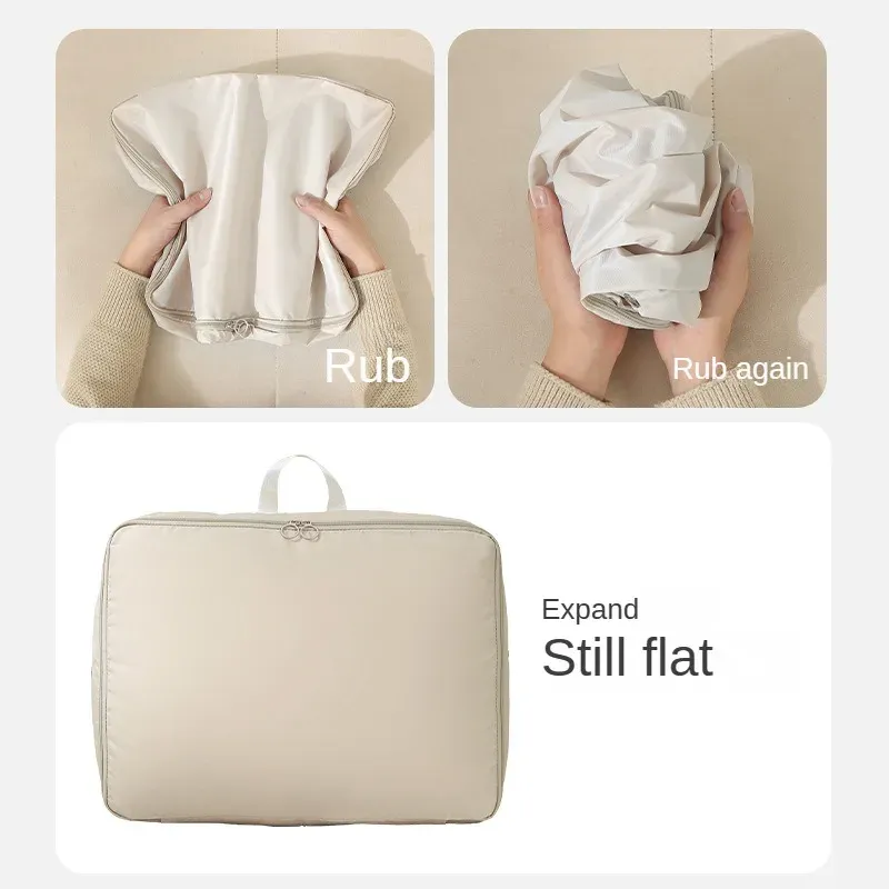 Lot de 4 sacs de rangement compressibles pour vêtements, doudounes et couettes en coton, pliables et à grande capacité 2