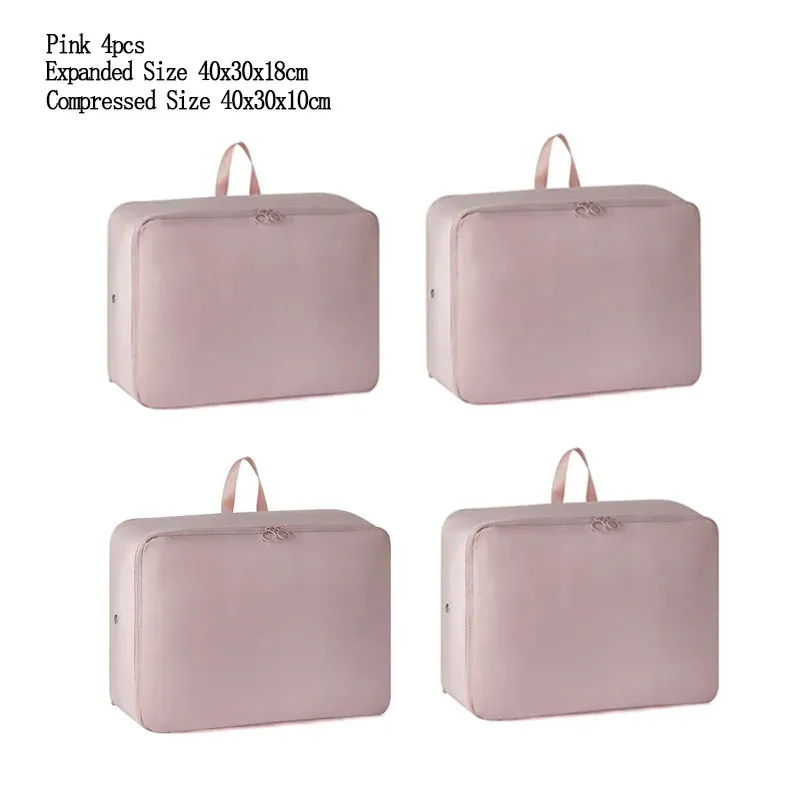 Lot de 4 sacs de rangement compressibles pour vêtements, doudounes et couettes en coton, pliables et à grande capacité 8