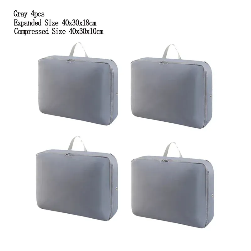 Lot de 4 sacs de rangement compressibles pour vêtements, doudounes et couettes en coton, pliables et à grande capacité 9