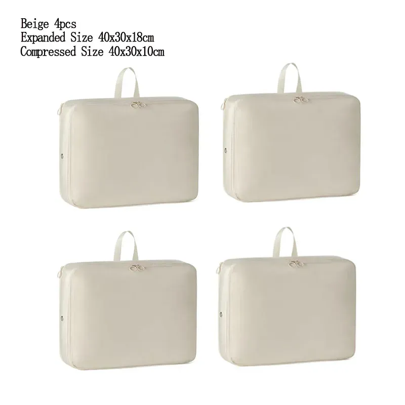 Lot de 4 sacs de rangement compressibles pour vêtements, doudounes et couettes en coton, pliables et à grande capacité 10