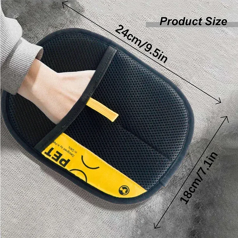 Gants de toilettage 2 en 1 pour chats et chiens, électrostatiques, réutilisables et lavables, avec brosse rouleau anti-peluches, sans danger et non toxiques 3