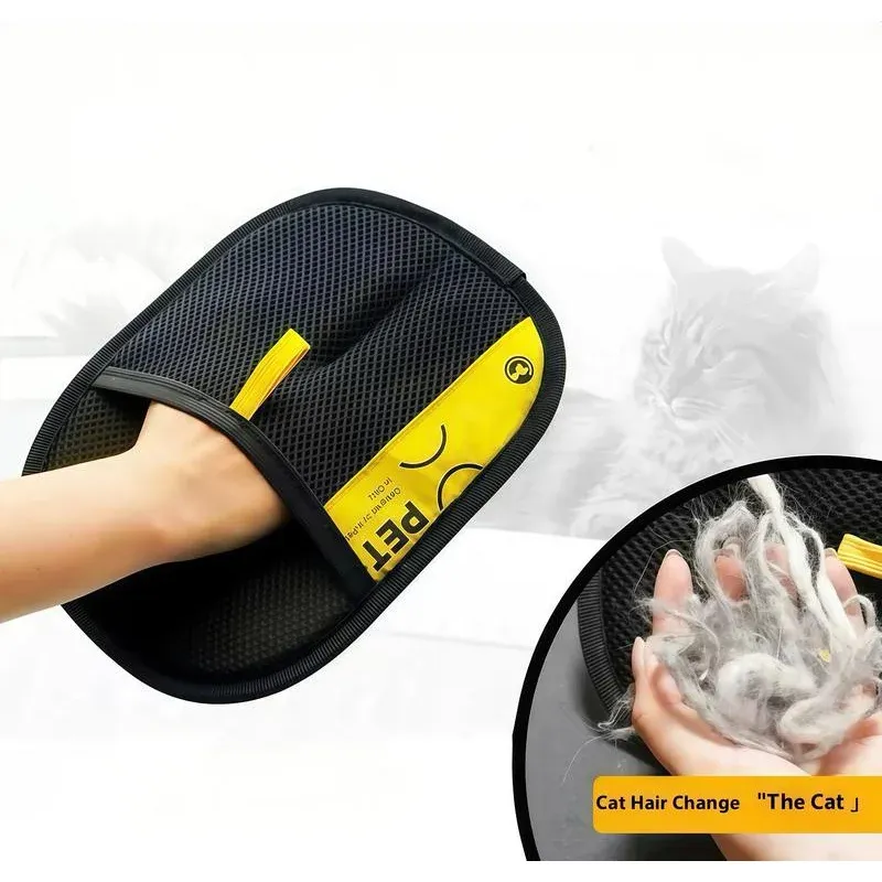 Gants de toilettage 2 en 1 pour chats et chiens, électrostatiques, réutilisables et lavables, avec brosse rouleau anti-peluches, sans danger et non toxiques 5