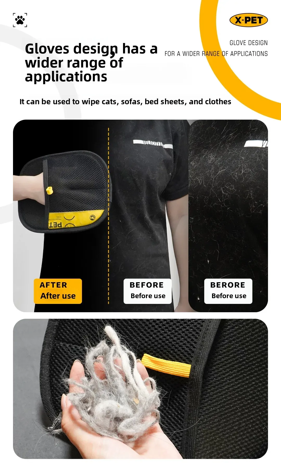 Gant de toilettage avec animal de compagnie