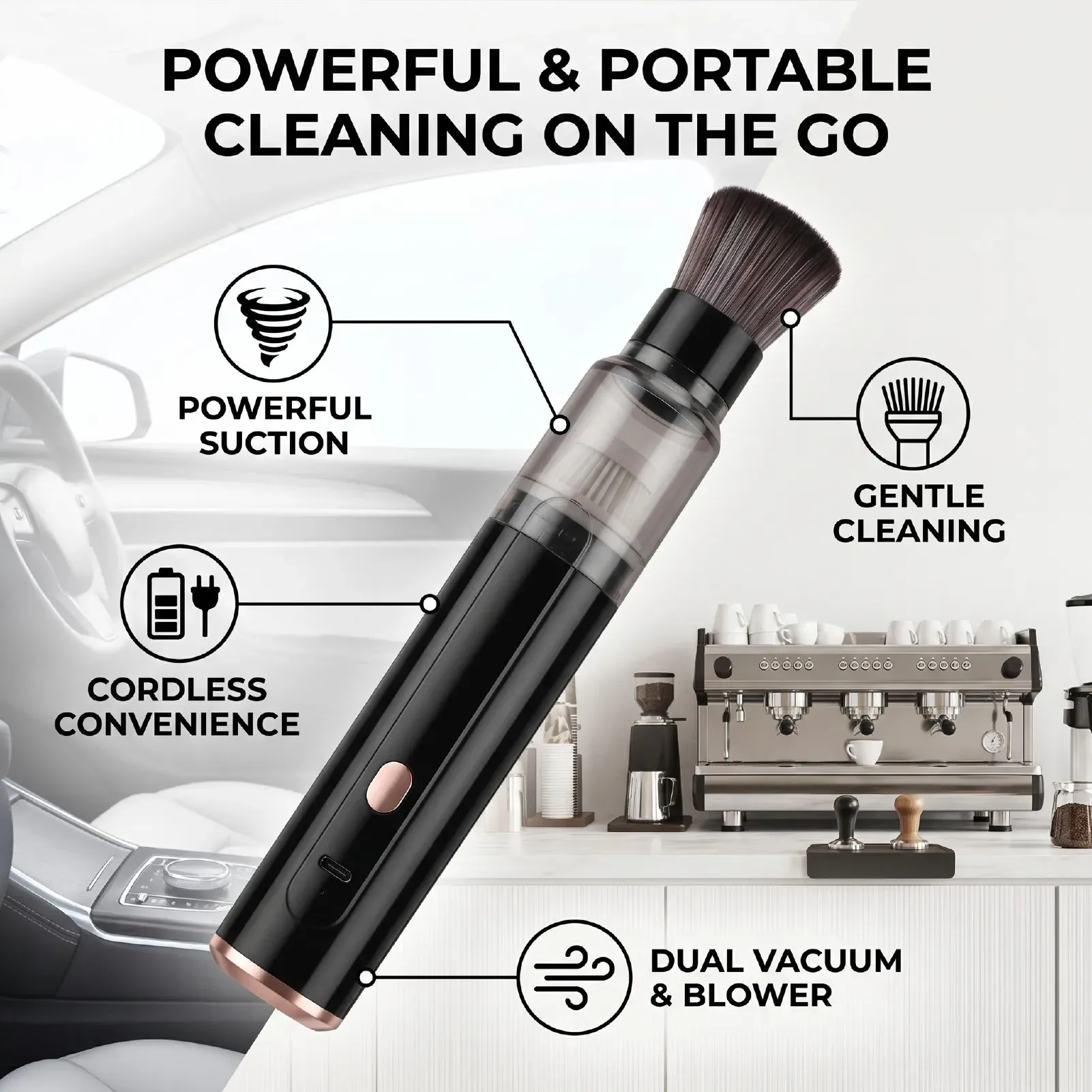 Aspirateur de voiture portable sans fil, mini aspirateur pour voiture, maison et bureau 2
