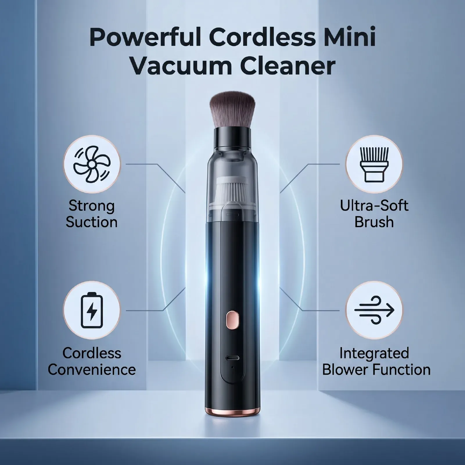 Aspirateur de voiture portable sans fil, mini aspirateur pour voiture, maison et bureau 3