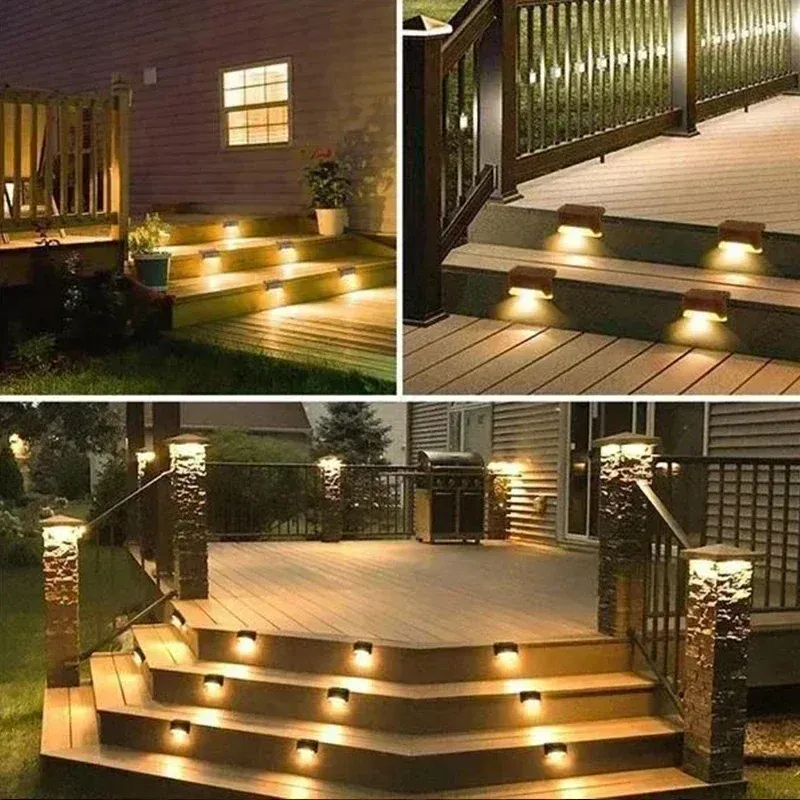 Lampe solaire LED pour extérieur, lot de 1, 4, 8 ou 12 pièces, étanche, éclairage de jardin, pont, escalier, terrasse et patio 4