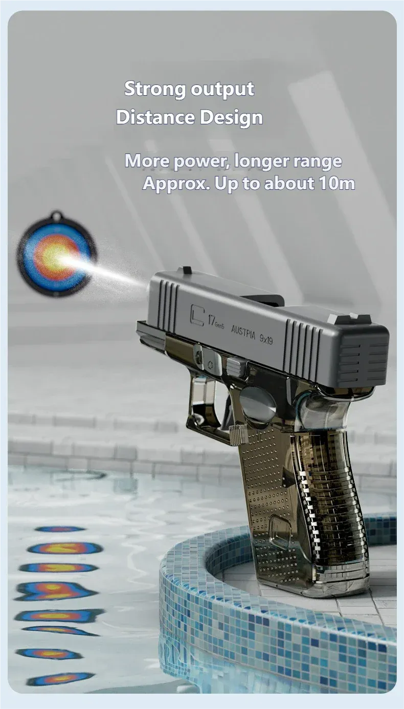 Gros plan sur le pistolet à eau et son ergonomie