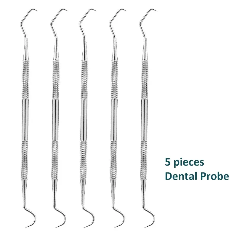 Grattoir dentaire à double embout en acier inoxydable avec sonde parodontale 8