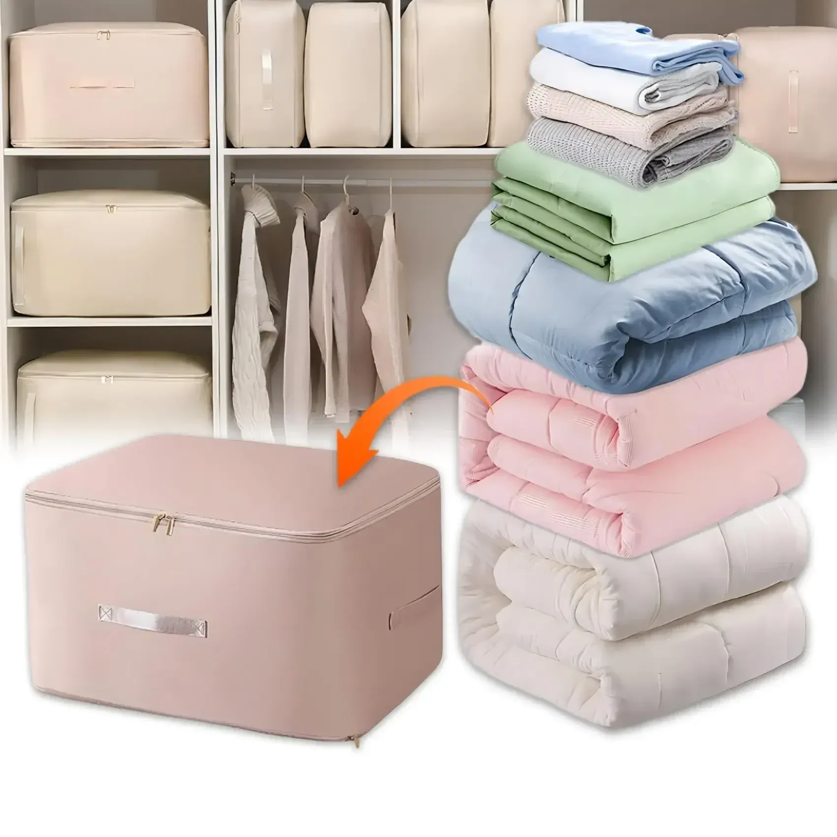 Sac de rangement compressible anti-poussière, grande capacité et résistant à l'humidité, pour vêtements, couettes et organisation - Image 1