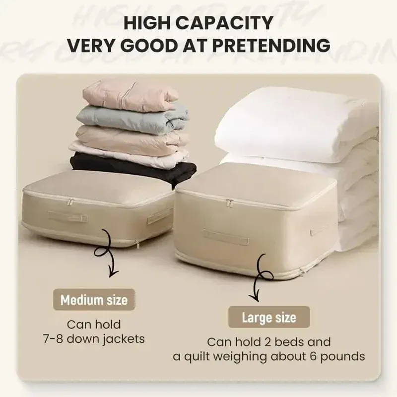 Sac de rangement compressible anti-poussière, grande capacité et résistant à l'humidité, pour vêtements, couettes et organisation 3