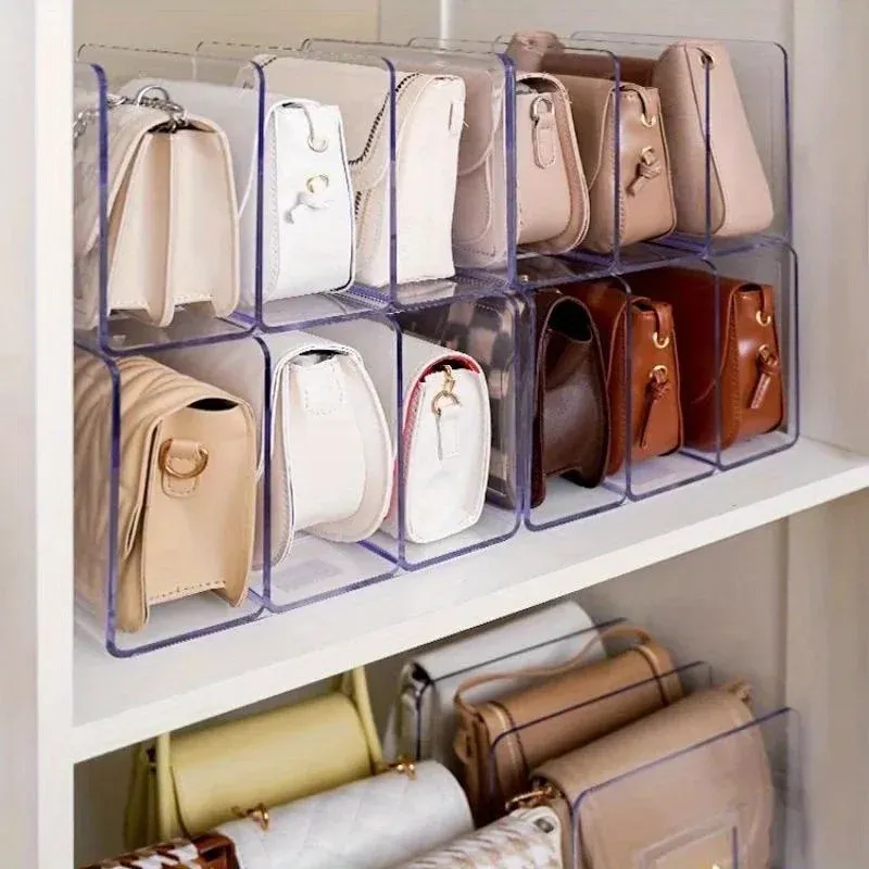 Organisateur de sac à main en acrylique transparent avec séparateurs personnalisables, étagère modulaire transparente pour placard et vitrine, design portable en plastique - Image 1