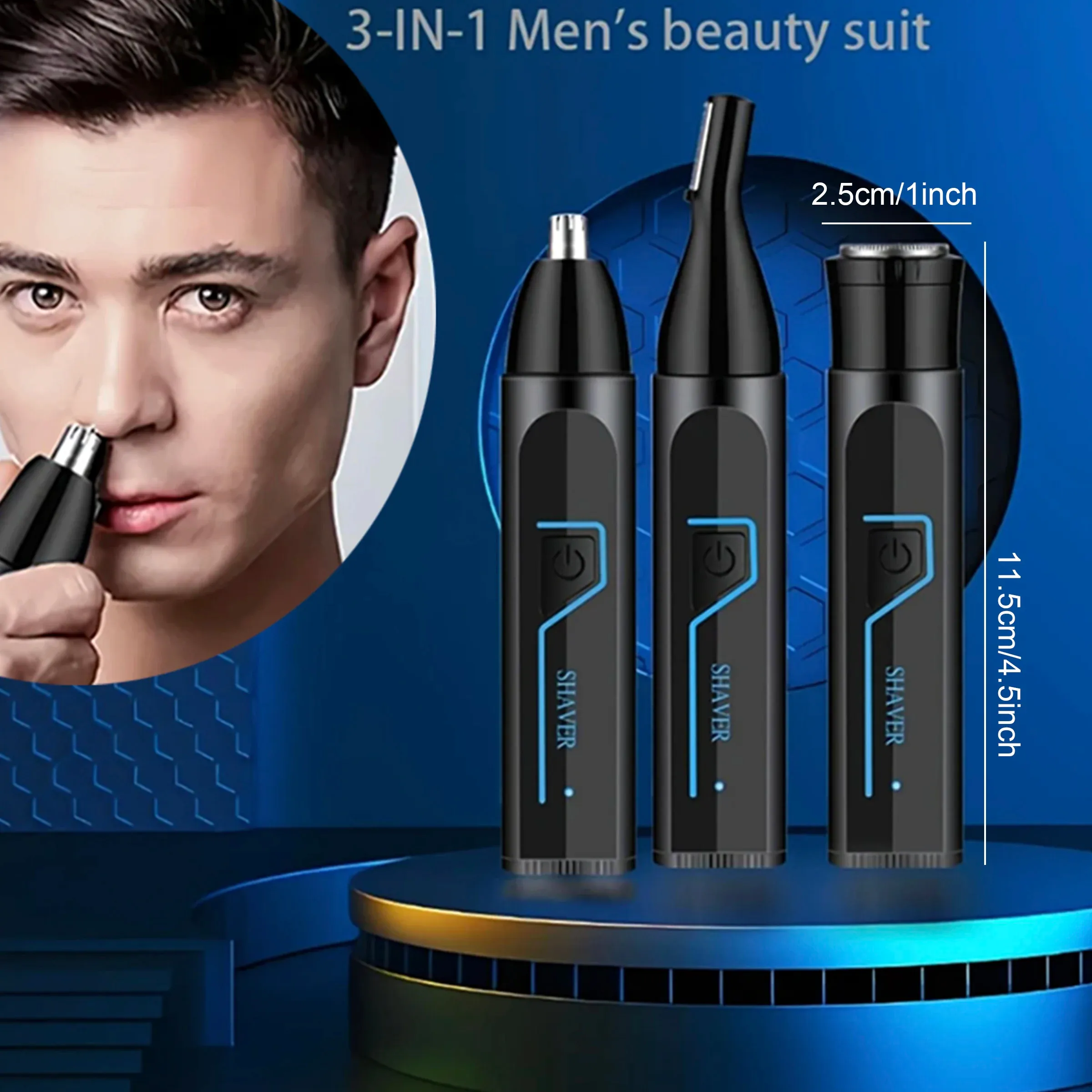 Épilateur électrique 3 en 1 pour homme, rasoir barbe, corps et intime, épilation poitrine, aisselles et jambes 2