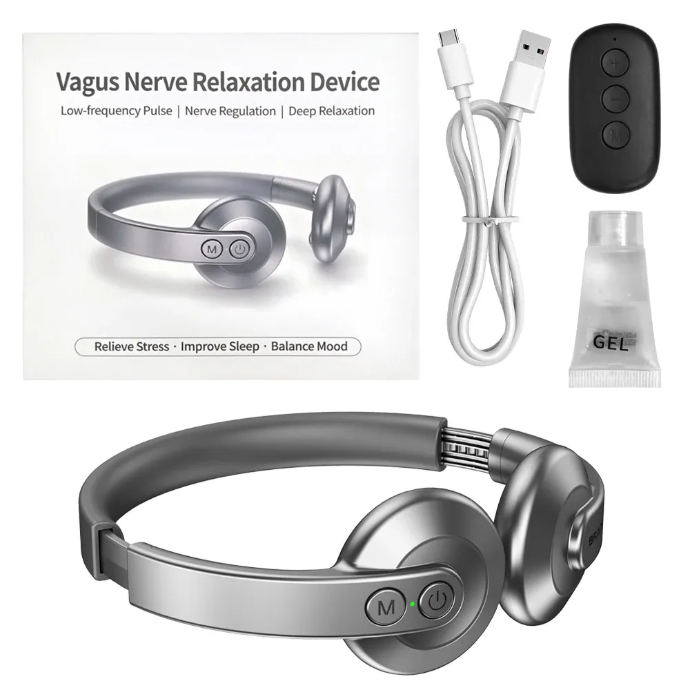 Stimulateur du nerf vague et masseur cervical à impulsions basse fréquence (5-30 Hz), 4 modes, commande à un bouton 7