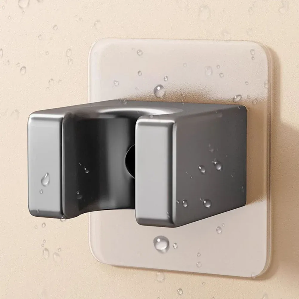 Support de pommeau de douche sans perçage, étanche, réglable, poli, à main, base de support de douche adhésive forte pour salle de bain - Image 1
