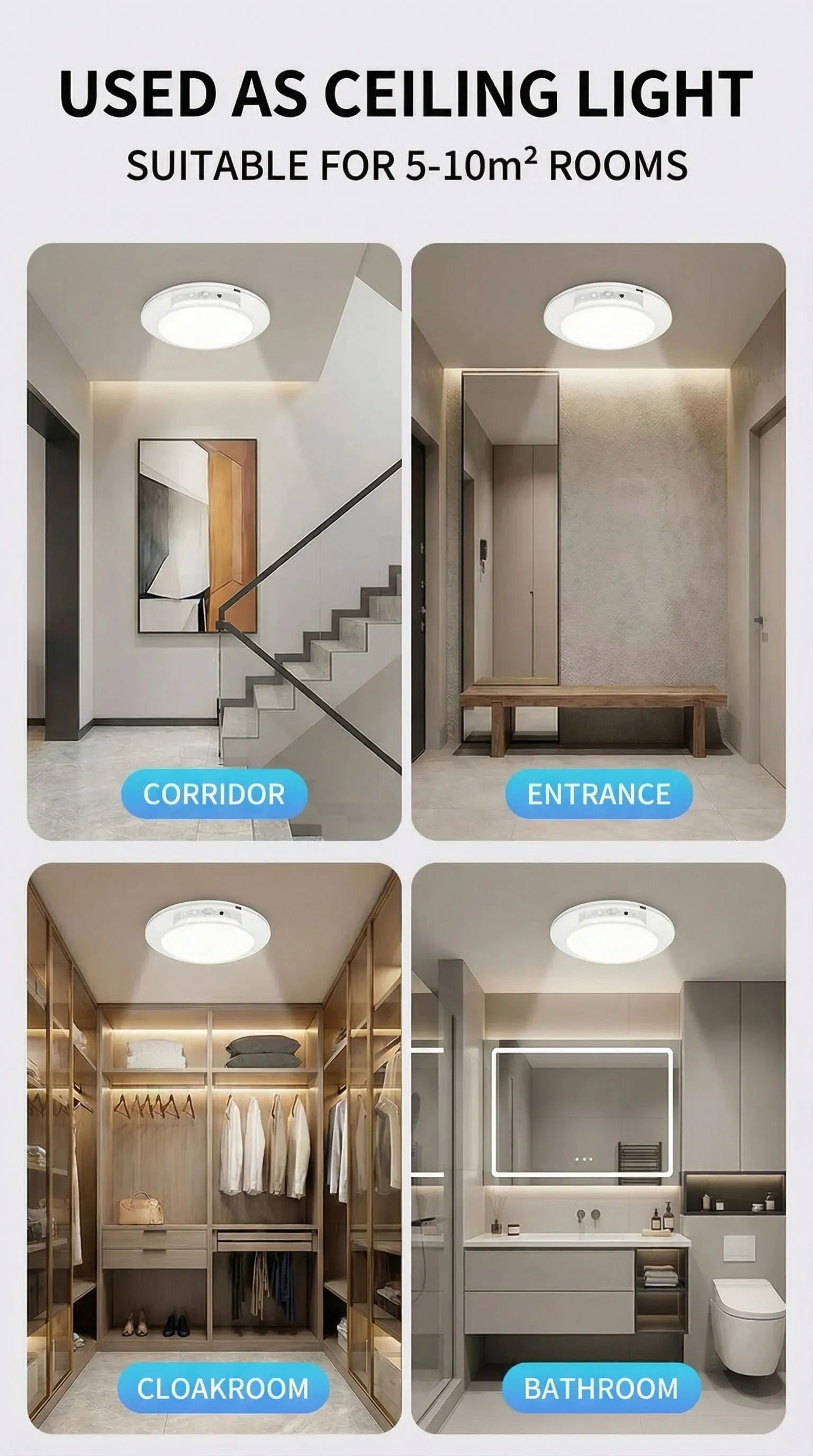 Lampe à détecteur de mouvement installée dans un placard