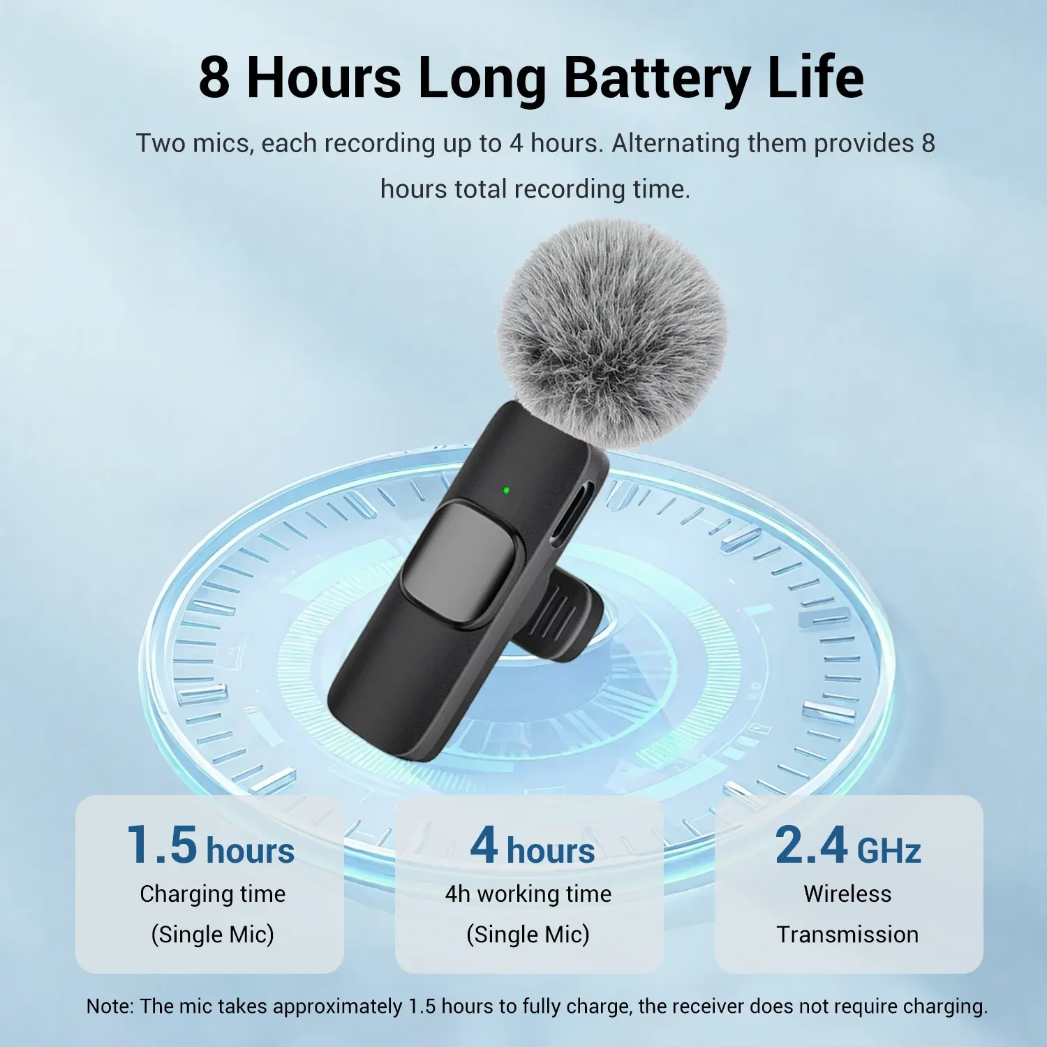 Microphone-cravate sans fil professionnel avec connecteur USB-C pour smartphones, ordinateurs et appareils photo, plug and play 4