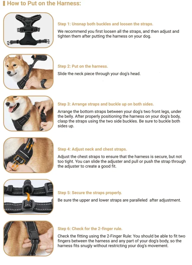 Harnais pour chien réglable, vue de profil