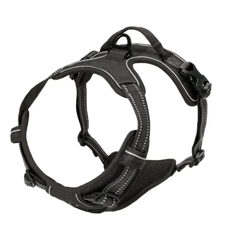 Harnais réglable anti-traction avec clip frontal, bandes réfléchissantes et poignée confort, pour chiens de taille moyenne à grande 12