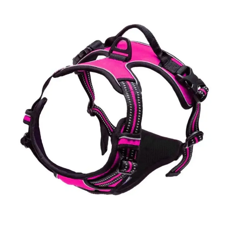 Harnais réglable anti-traction avec clip frontal, bandes réfléchissantes et poignée confort, pour chiens de taille moyenne à grande 8