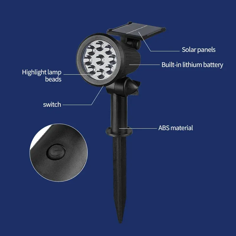 Lumière solaire de paysage à 9 LED, spot mural encastré orientable, étanche IP65, éclairage extérieur pour jardin, cour et allée, lot de 1 à 4 pièces 4