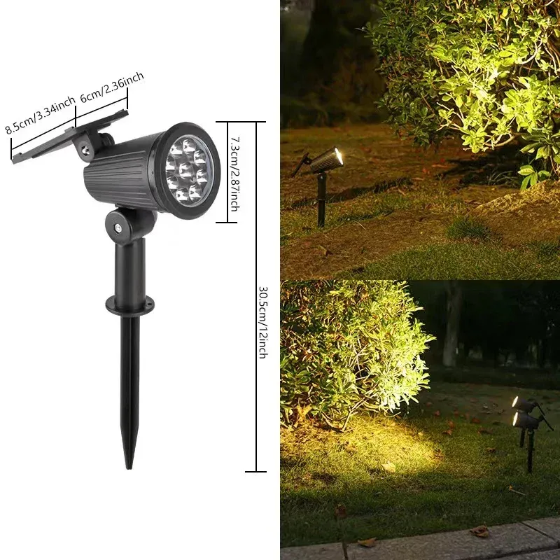 Lumière solaire de paysage à 9 LED, spot mural encastré orientable, étanche IP65, éclairage extérieur pour jardin, cour et allée, lot de 1 à 4 pièces 7