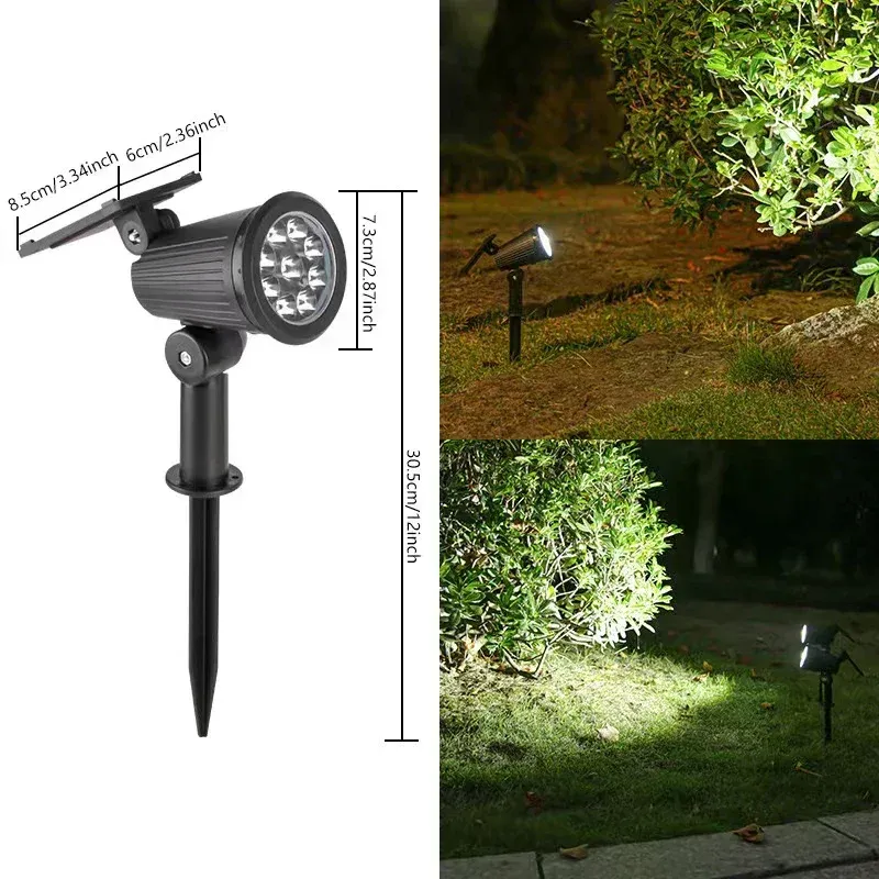 Lumière solaire de paysage à 9 LED, spot mural encastré orientable, étanche IP65, éclairage extérieur pour jardin, cour et allée, lot de 1 à 4 pièces 8
