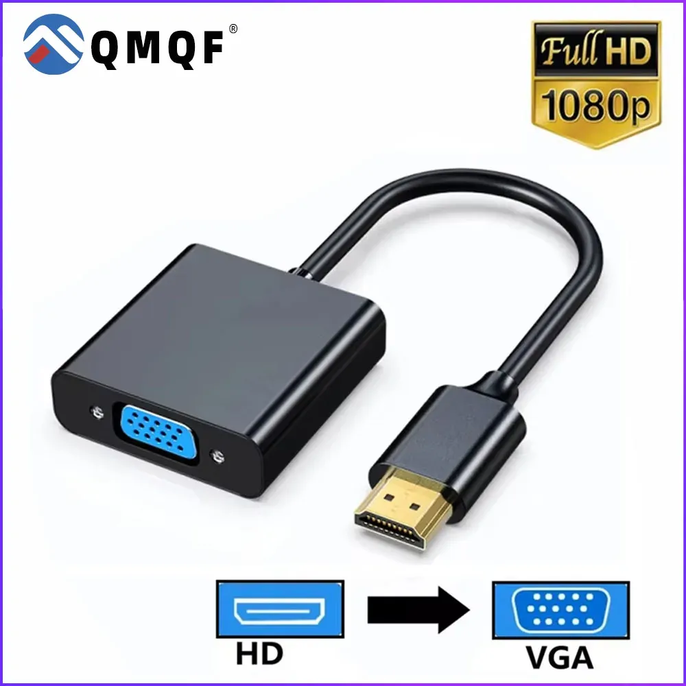 Câble adaptateur HDMI vers VGA 1080p, convertisseur numérique-analogique pour PC portable et projecteur