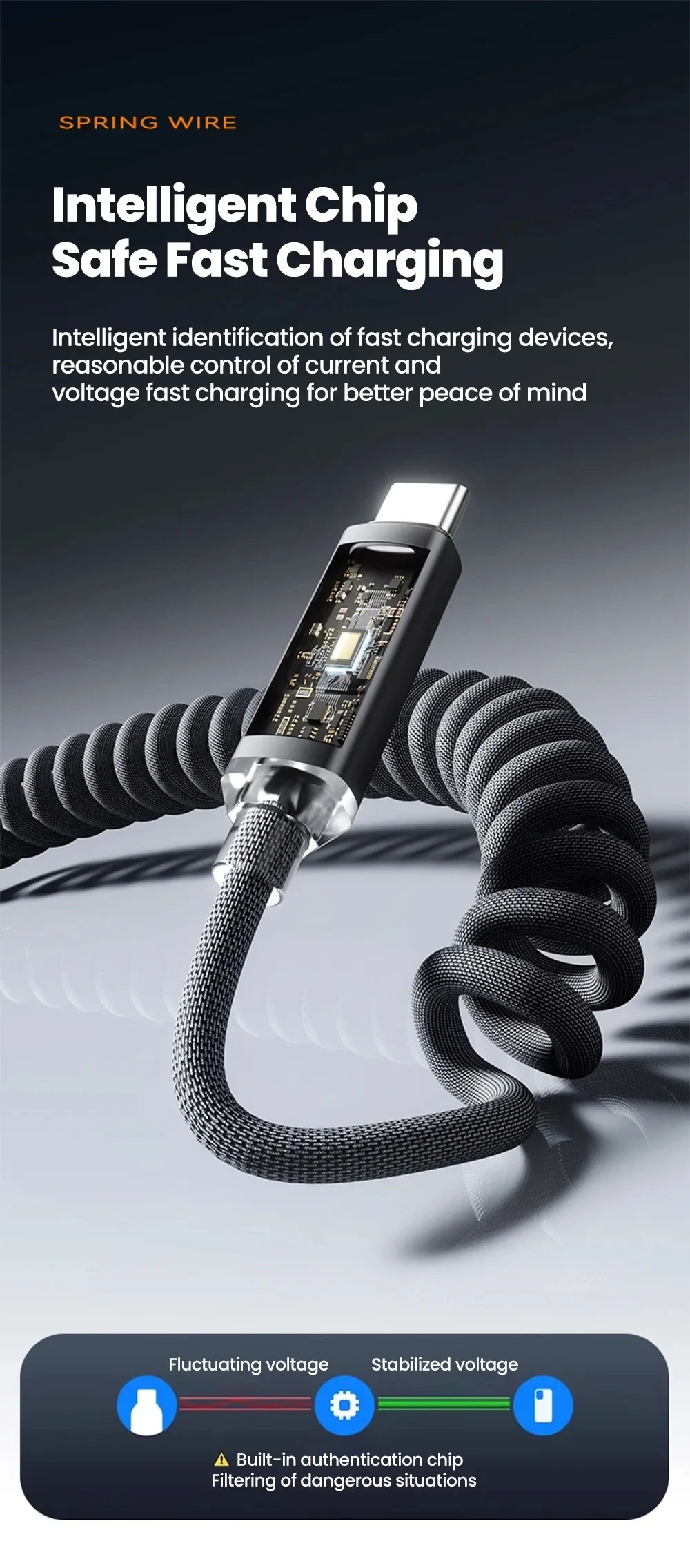 Câble de charge rétractable 120W, usage en voyage