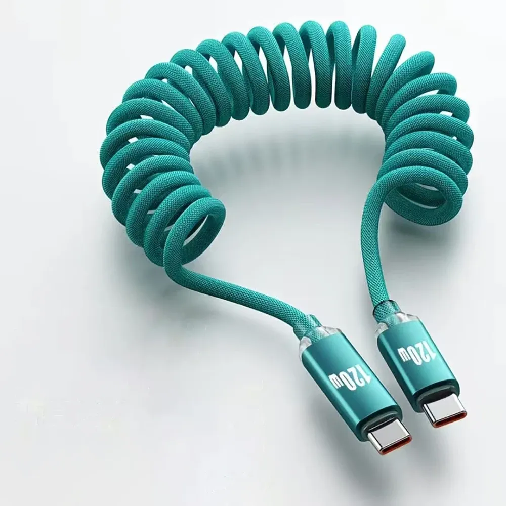 NNBILI 120W, câble de charge rapide USB-C vers USB-C pour voiture, compatible avec iPhone 18 et 17, câble télescopique à ressort USB-A vers USB-C pour Samsung, Xiaomi et Huawei. 8