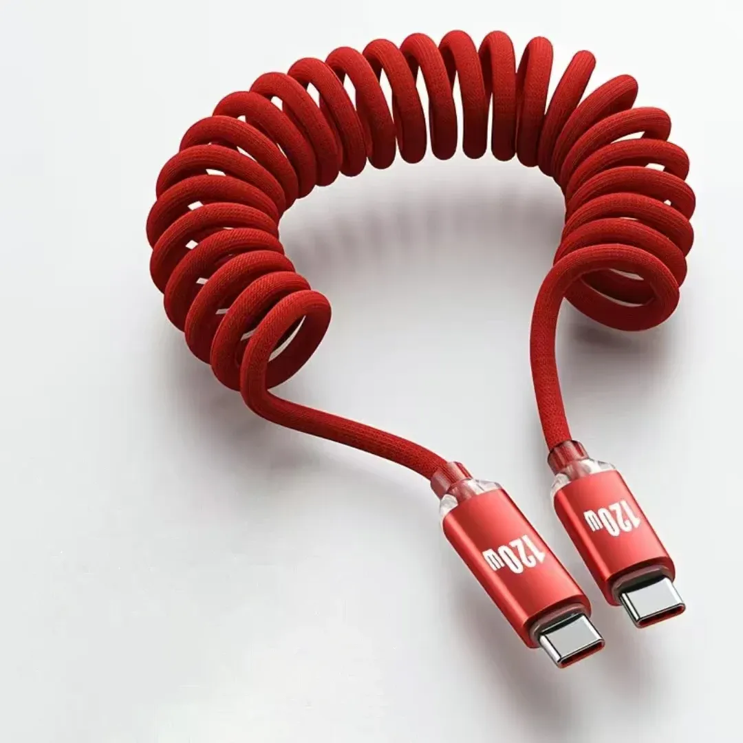NNBILI 120W, câble de charge rapide USB-C vers USB-C pour voiture, compatible avec iPhone 18 et 17, câble télescopique à ressort USB-A vers USB-C pour Samsung, Xiaomi et Huawei. 7