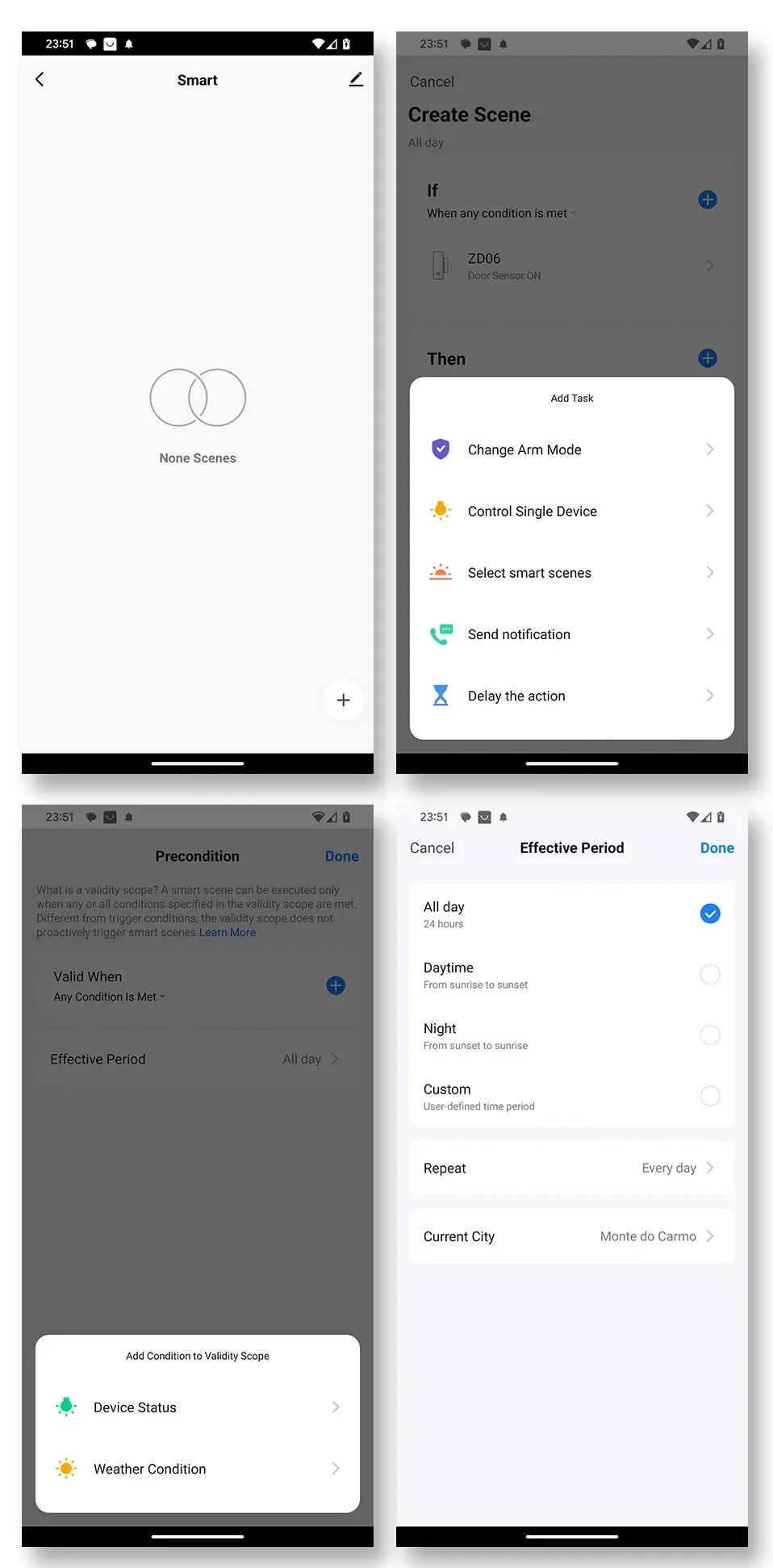 Scènes et automatisations dans l'application