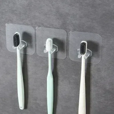 Porte-brosse à dents mural transparent, étanche, avec support pour rasoir et égouttoir 4