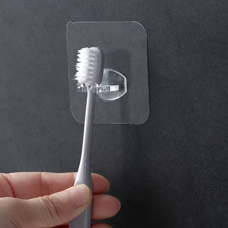 Porte-brosse à dents mural transparent, étanche, avec support pour rasoir et égouttoir 5