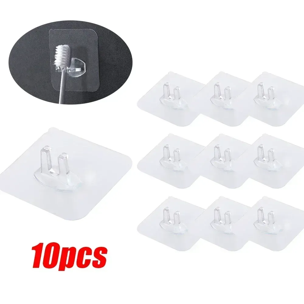 Porte-brosse à dents mural transparent, étanche, avec support pour rasoir et égouttoir 7