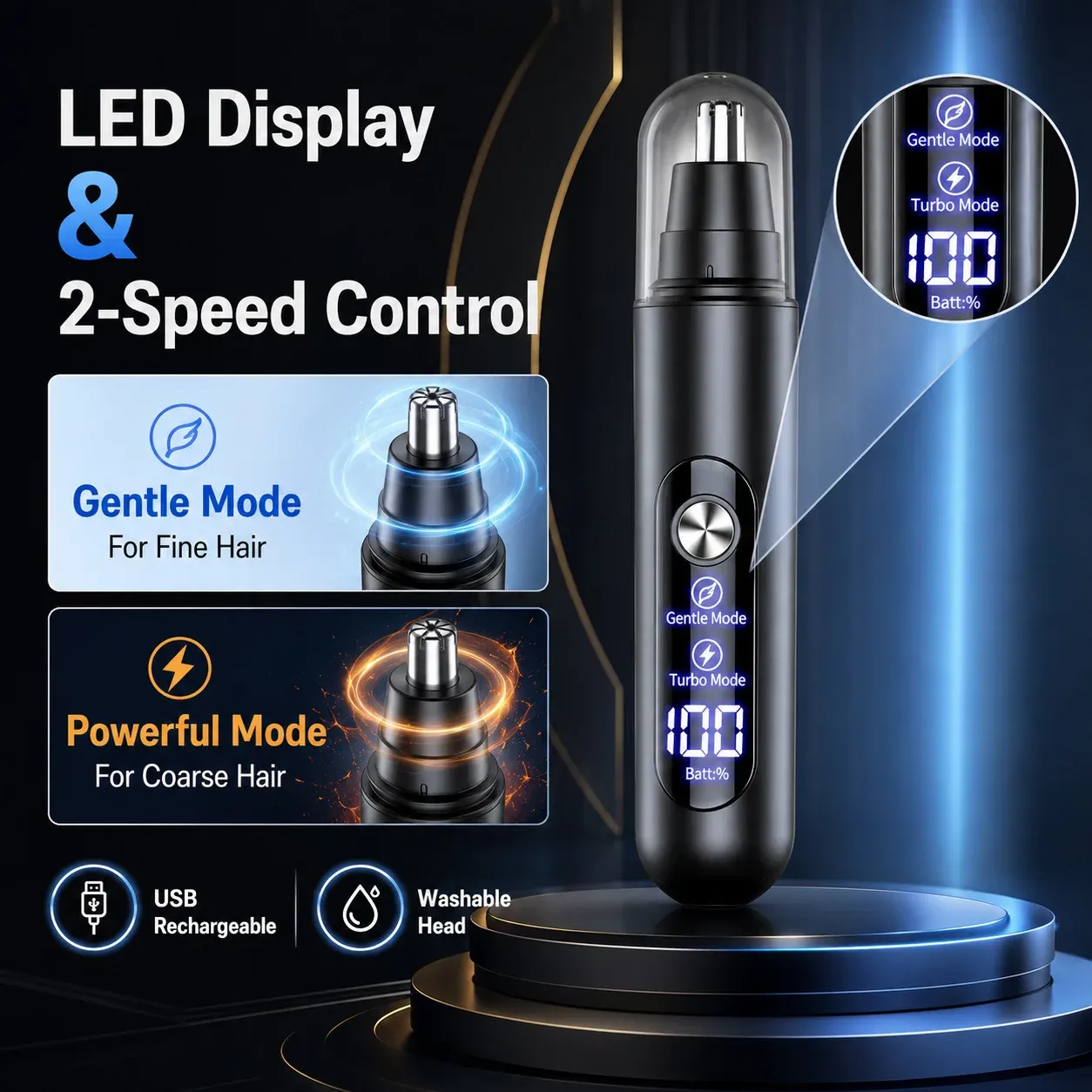 Tondeuse à poils de nez électrique rechargeable, pour nez, sourcils et oreilles 4